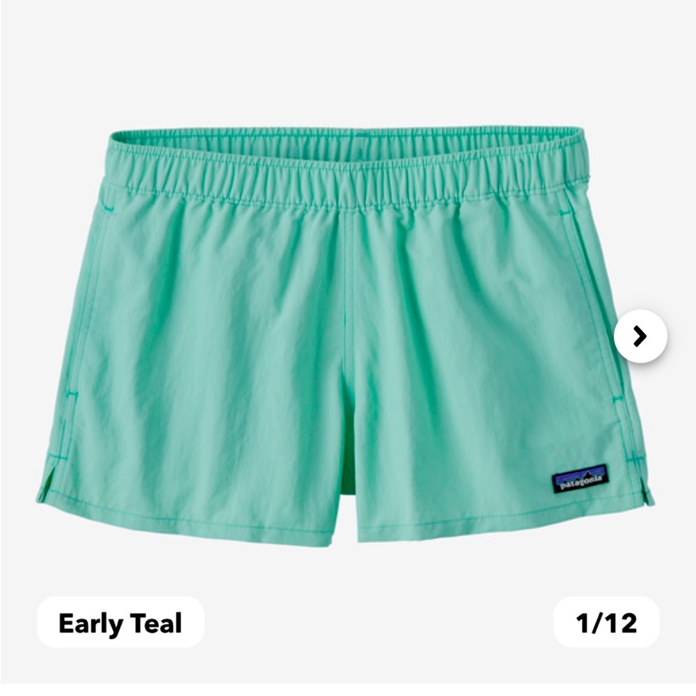Patagonia Teal Barely Baggies S